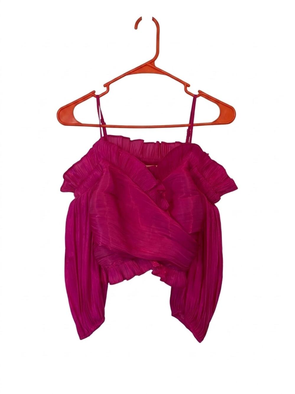 Mustard Seed Pleated Ruffle Wrap Top | Hot Pink | Women's Size M